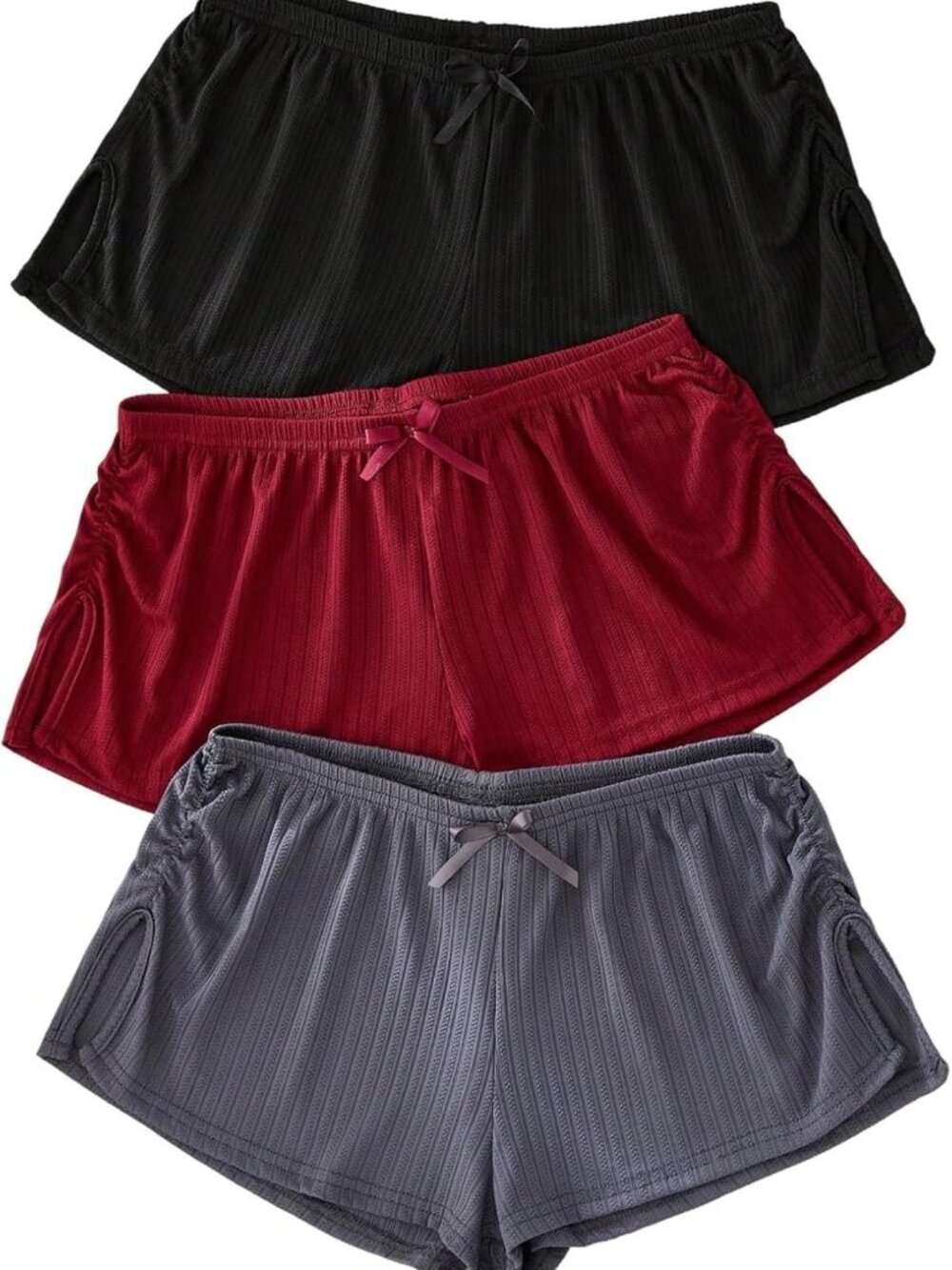 Cute Comfy 3-Piece Sleep Pajama Set | Micro Mini Low Waist Shorts with Side Slit